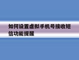 如何设置虚拟手机号接收短信功能提醒