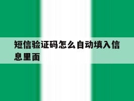短信验证码怎么自动填入信息里面