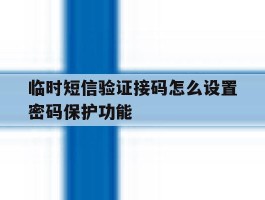 临时短信验证接码怎么设置密码保护功能