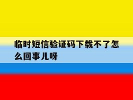 临时短信验证码下载不了怎么回事儿呀的简单介绍