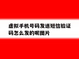 虚拟手机号码发送短信验证码怎么发的呢图片的简单介绍