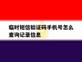 临时短信验证码手机号怎么查询记录信息