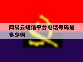 网易云短信平台电话号码是多少啊