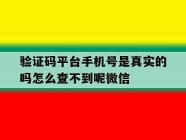 包含验证码平台手机号是真实的吗怎么查不到呢微信的词条