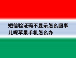 短信验证码不显示怎么回事儿呢苹果手机怎么办