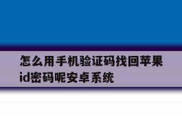 怎么用手机验证码找回苹果id密码呢安卓系统的简单介绍
