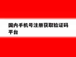 国内手机号注册获取验证码平台