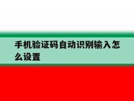 手机验证码自动识别输入怎么设置
