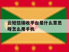 云短信接收平台是什么意思呀怎么用手机