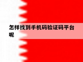 怎样找到手机码验证码平台呢