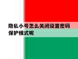隐私小号怎么关闭设置密码保护模式呢
