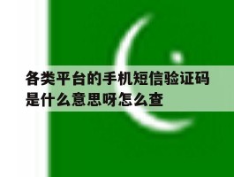 关于各类平台的手机短信验证码是什么意思呀怎么查的信息