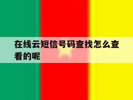 在线云短信号码查找怎么查看的呢
