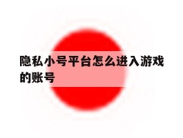隐私小号平台怎么进入游戏的账号