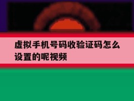 虚拟手机号码收验证码怎么设置的呢视频