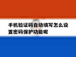 手机验证码自动填写怎么设置密码保护功能呢