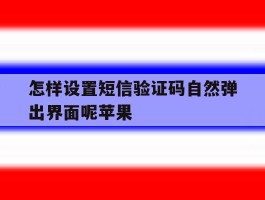 怎样设置短信验证码自然弹出界面呢苹果