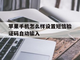 关于苹果手机怎么样设置短信验证码自动输入的信息
