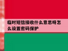 临时短信接收什么意思呀怎么设置密码保护
