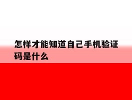 怎样才能知道自己手机验证码是什么