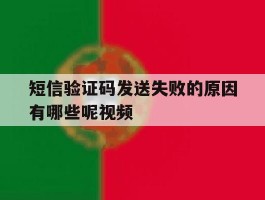短信验证码发送失败的原因有哪些呢视频