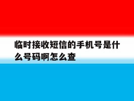 临时接收短信的手机号是什么号码啊怎么查