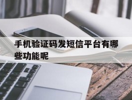 手机验证码发短信平台有哪些功能呢
