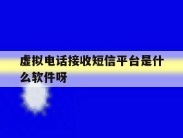 关于虚拟电话接收短信平台是什么软件呀的信息