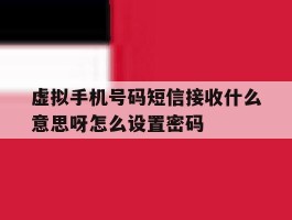 虚拟手机号码短信接收什么意思呀怎么设置密码的简单介绍