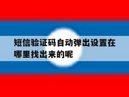 短信验证码自动弹出设置在哪里找出来的呢