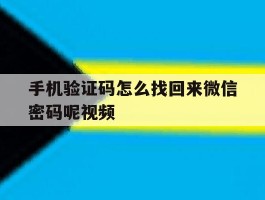 手机验证码怎么找回来微信密码呢视频