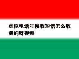 虚拟电话号接收短信怎么收费的呀视频