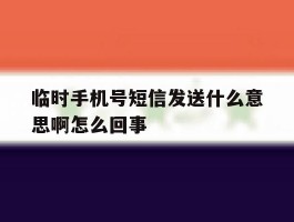 临时手机号短信发送什么意思啊怎么回事