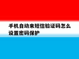 手机自动来短信验证码怎么设置密码保护