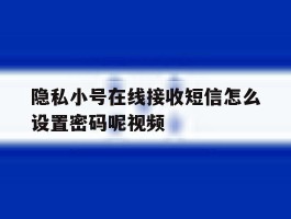 隐私小号在线接收短信怎么设置密码呢视频