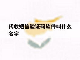 代收短信验证码软件叫什么名字