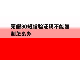 荣耀30短信验证码不能复制怎么办