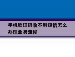 手机验证码收不到短信怎么办理业务流程的简单介绍