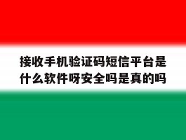 接收手机验证码短信平台是什么软件呀安全吗是真的吗