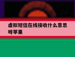 虚拟短信在线接收什么意思呀苹果